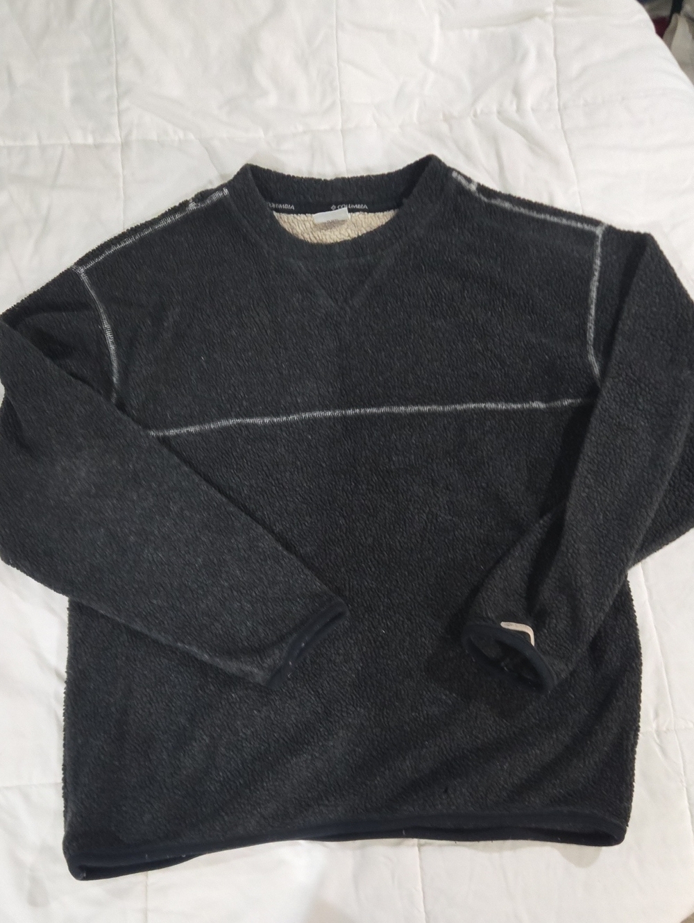 Columbia Dark Charcoal Crewneck Sweater with Contrast Stitch